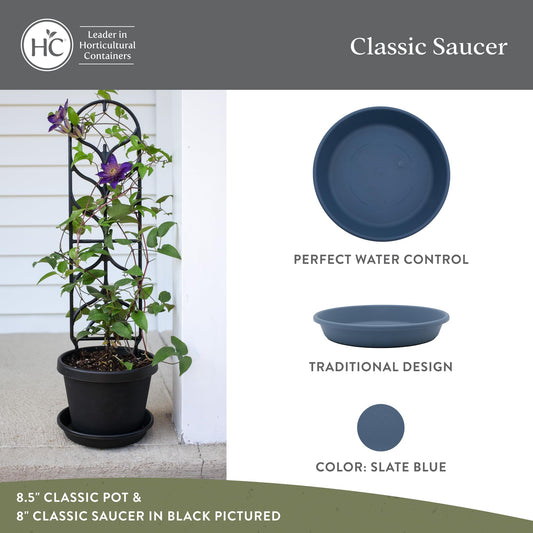 The HC Companies Classic Round Planter Pot, 6 Inch, Slate Blue, 4-Pack