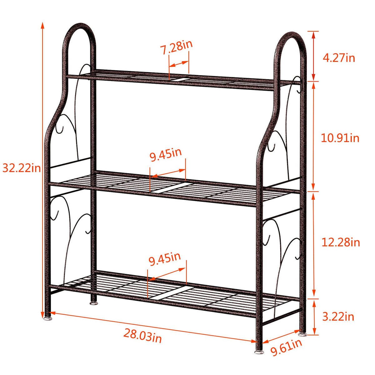 SORCEDAS 3 Tier Metal Plant Stand Indoor Outdoor Corner Flower Shelf