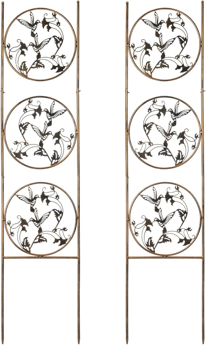 SUNNYPARK Set of 2 Hummingbird Metal Garden Trellis for Climbing Plants, Decorative Vegetables Flowers Vine Trellis for Outdoor Patio 55'' H x 12.4'' W