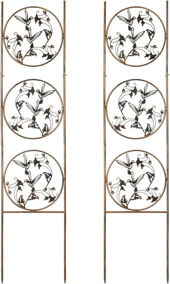 SUNNYPARK Set of 2 Hummingbird Metal Garden Trellis for Climbing Plants, Decorative Vegetables Flowers Vine Trellis for Outdoor Patio 55'' H x 12.4'' W