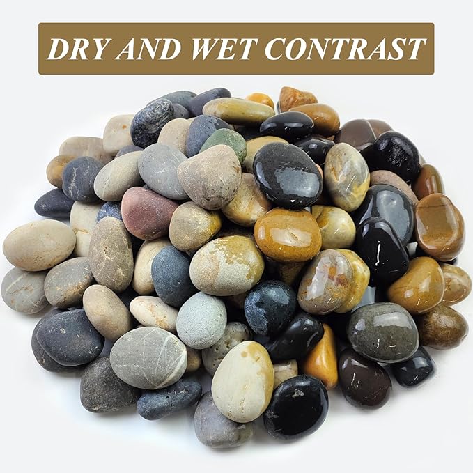FANTIAN 10 lbs River Rocks, 2-3 Inch Natural Pebbles for Plants, Landscaping, Garden, Aquarium, Backyard and Indoor Water Fountains