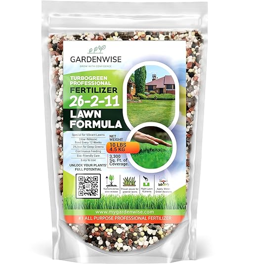TurboGreen: Premium Lawn Fertilizer with Iron - Advanced Nitrogen & Iron-Rich Formula for Lush Growth | Eco-Friendly Grass Fertilizer for Spring & All Seasons | Slow-Release (5 QUARTS)