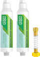 AQUA CREST Garden Hose Water Filter for Plants, Greatly Reduces Chlorine, Odor, Improve Plants Health, Ideal for Organic Gardening, Farming and Pets, Pack of 2, with Hose Protector