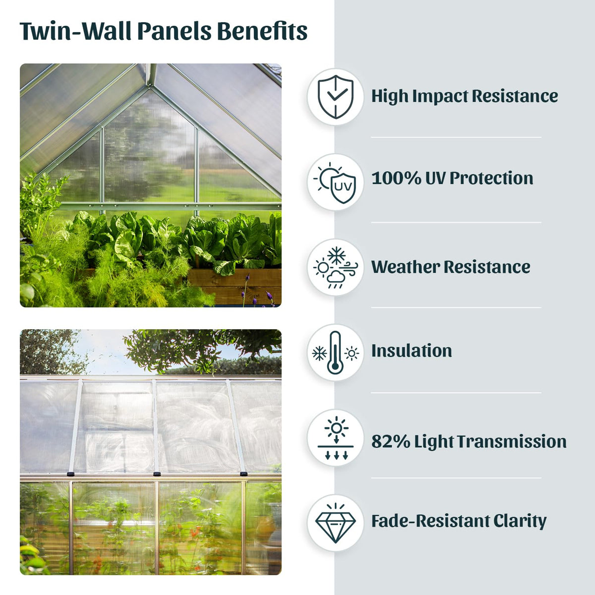 Palram - Canopia Mythos 6' x 8' Polycarbonate Aluminum Greenhouse, Silver