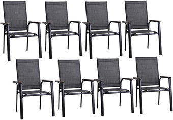 Sophia & William Patio Dining Chairs Set of 8 Aluminium Patio Chairs Lightweight Textilene Outdoor Dining Chairs Stackable for Lawn Garden Backyard Pool All Weather
