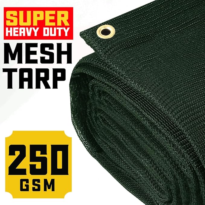 Core Tarps 60% Green Shade Cloth with Grommets - 8 X 30 FT Heavy Duty Mesh Tarp - Sun Shade Cloth for Garden Vegetables Plants Greenhouse Outdoors Backyard Fences Dump Trucks Patio Mesh Shade Tarp