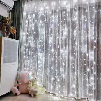 Honche Led Curtain String Lights with Remote for Bedroom Wedding Party Festive Season Propose Marriage Window Christmas Decorations(Bright White)
