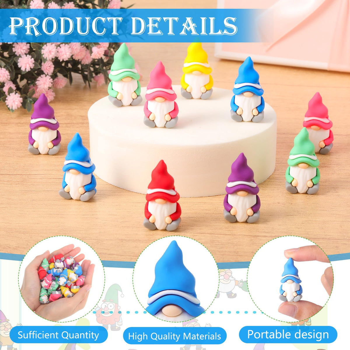 DoubleFill 15 Pcs Mini Gnomes Figurines Bulk Rubber Statue Tiny