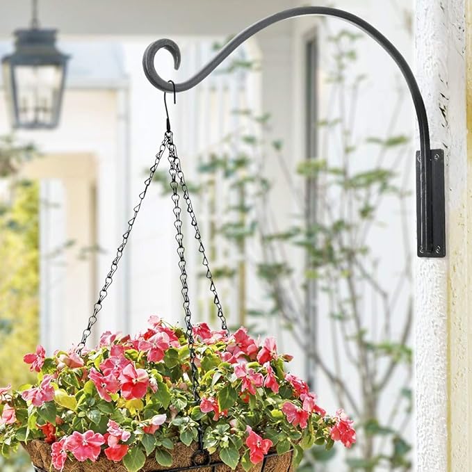 Lifyzoon Heavy Duty Plant Hanger Bracket - 2 Packs 16-Inch Metal Bird Feeder Hangers Outdoor, 45lbs Weight Capacity - Hanging Plant Hooks for Heavy Plant, Birdhouse, Wind Chimes, Flower Baskets
