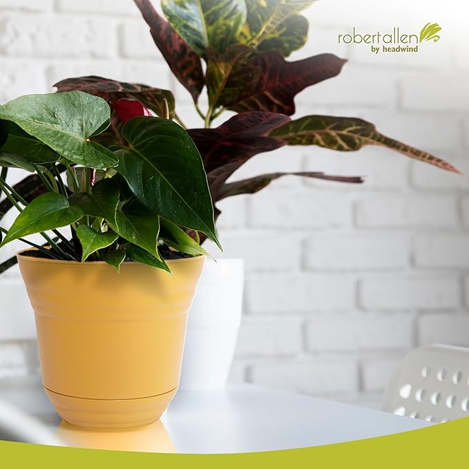 Headwind Traverse Planters – 5" 2 Pack Plastic Plant Pot in Harvest Yellow - Indoor & Outdoor Pots for Plants with Drainage - Decorative Plant Pot, Flower Pots Outdoor for Garden by Robert Allen
