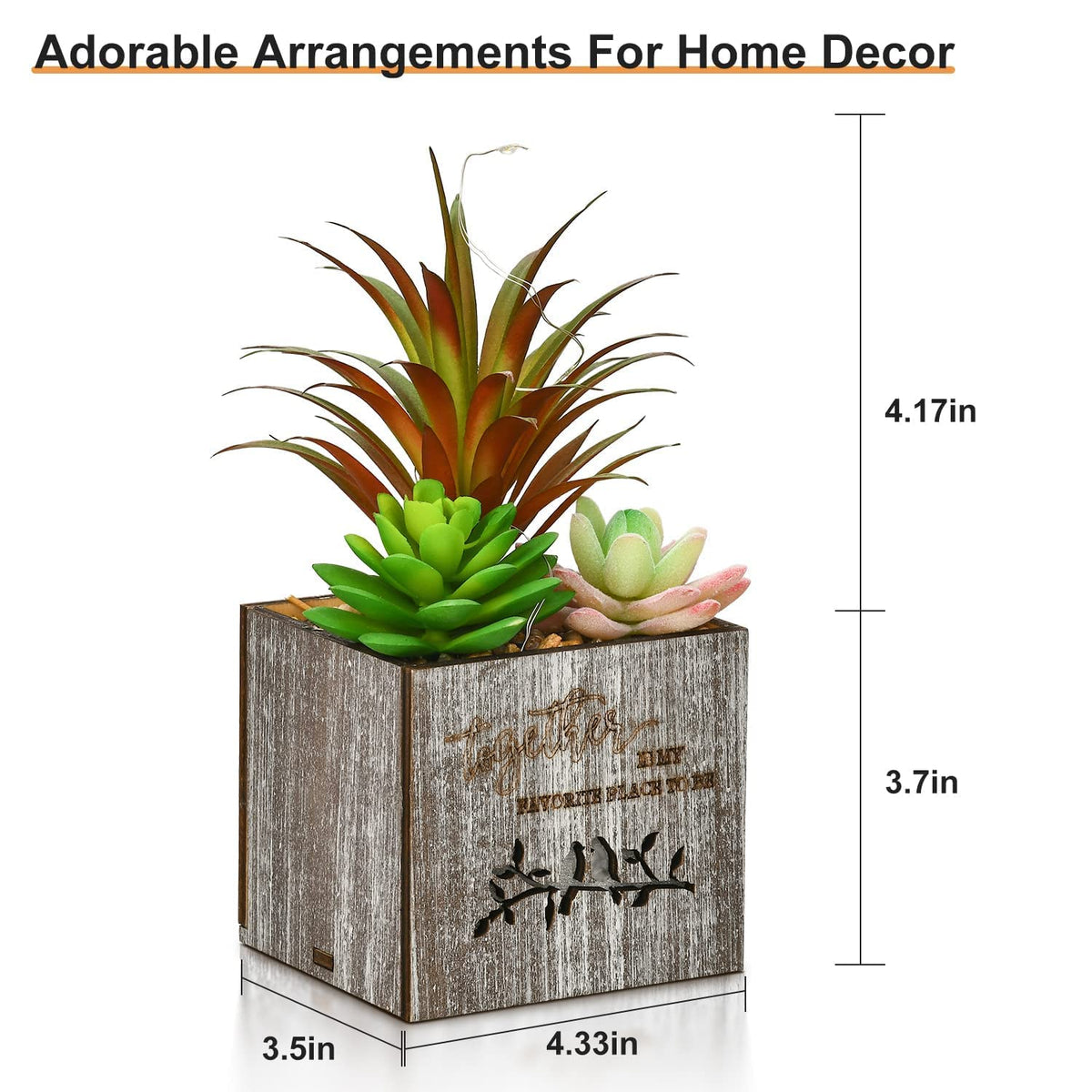 Kinkota Fake Plants Succulent Plants Artificial in Pots with LED Lights
