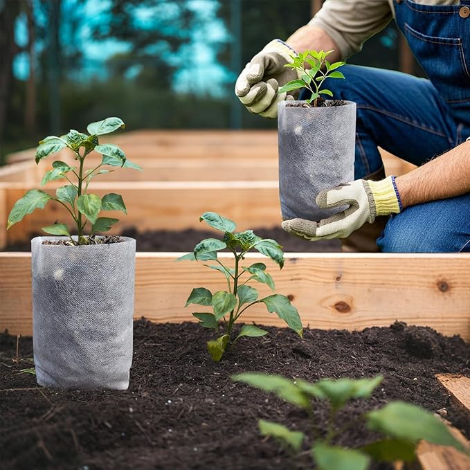 Belit 50 Pcs 10.2" H Deep Nursery Grow Bags, Non-Woven Plants Pots Container for Starting Rooted Plants Vegetable, Flower, Seedling Tree