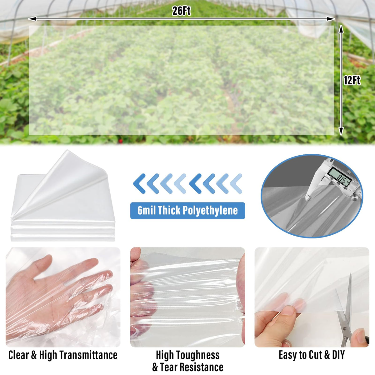 Legigo 12 X 26 Ft Clear Greenhouse Plastic, Plant Covers Freeze Protection