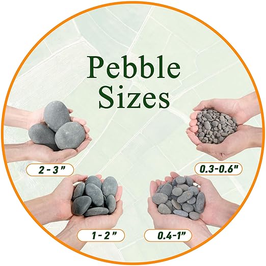 Quibbay 45 LB Mexican Beach Pebbles, 0.4-1 Inch Natural Unpolished Bulk Rocks, Decorative River Rocks for Landscaping Garden Paving Plant, Rocks for Walkways and Outdoor Decorative Stone, Grey
