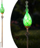 Naboher Solar Garden Lights Outdoor, Decorative LED Flame Garden Stakes, Hand Blown Glass and Outdoor Waterproof Glass Stakes (Green)