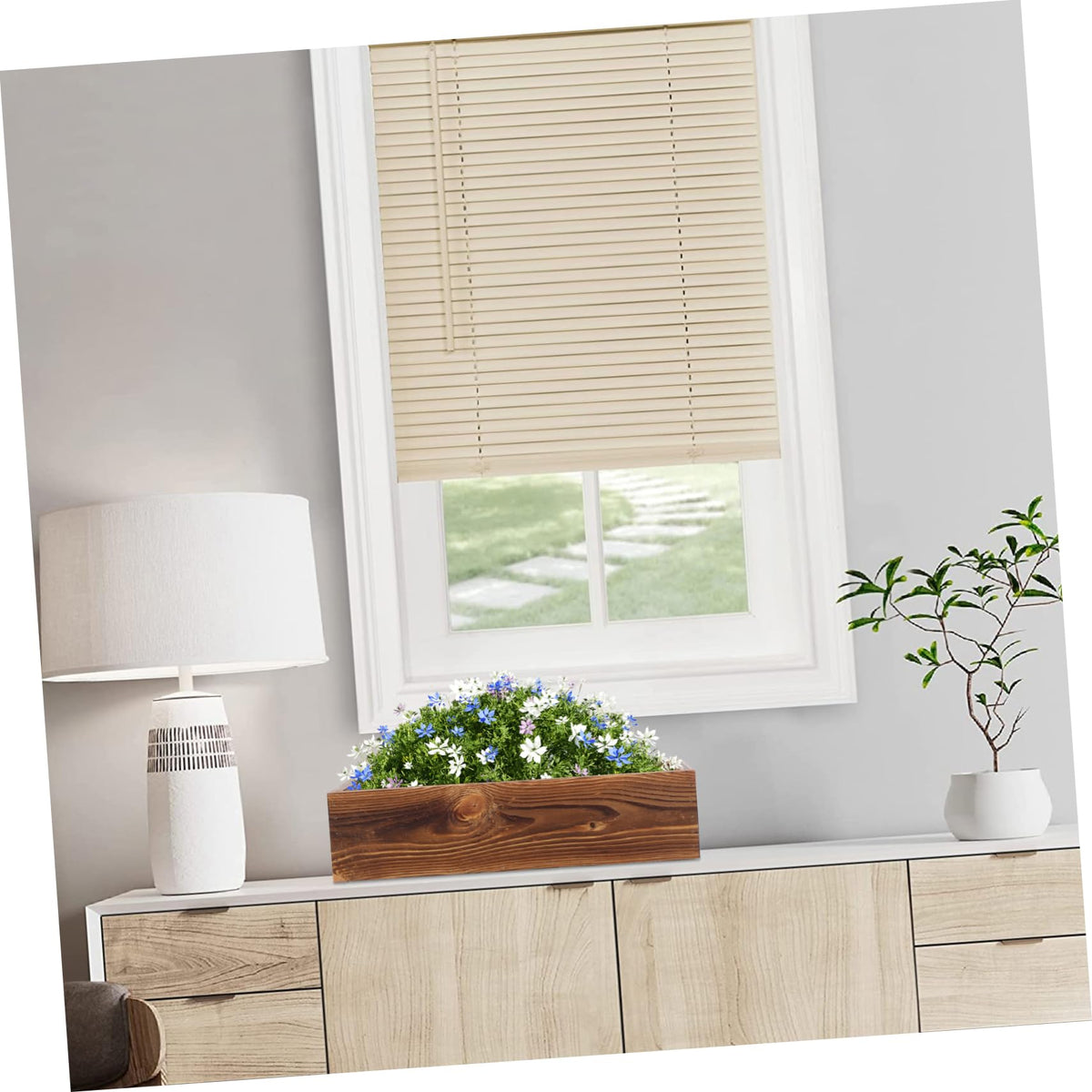 Totority Wood Rectangular Planter Box, Retro Wooden Flower Container