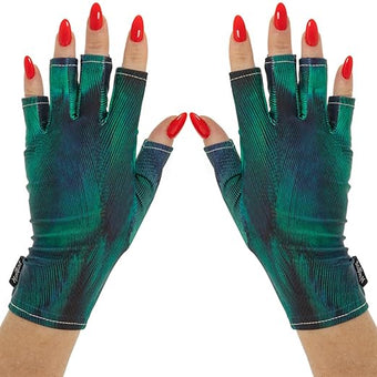 ManiGlovz - The Original UPF 50+ UV Light Protective Nail Gloves | Gel Manicure Gloves and Anti UV Fingerless Gloves for Women | Can be Used as Sun Protection Gloves for Driving | Peacock