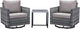 Belord Outdoor Bistro Set 3 Piece Wicker Swivel Rocker Patio Chairs, Oversize Outdoor Rattan Seating Set, Patio Swivel Glider Chairs Wicker Furniture with Metal Side Table for Outside Porch Backyard