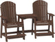 LuxCraft Poly Tete-a-Tete Patio Table and Counter Height Balcony Chairs with Umbrella Hole, Weatherproof Outdoor Patio Furniture Set for Outside - Amish Made in USA (Chestnut Brown)
