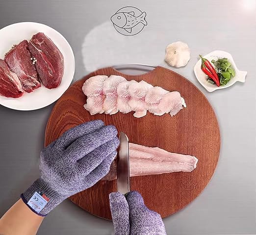 Cutting Gloves, 1 Pairs of Cut Resistant Gloves Food Grade, Cut Resistant Gloves for Kitchen, Oyster Shucking, Fish Fillet Processing, Carving Wood and Gardening(Medium-Violet)