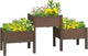 Outsunny Raised Garden Bed with 3 Planter Box, Elevated Wooden Plant Stand with Drainage Holes, for Vegetables, Herb and Flowers, Coffee