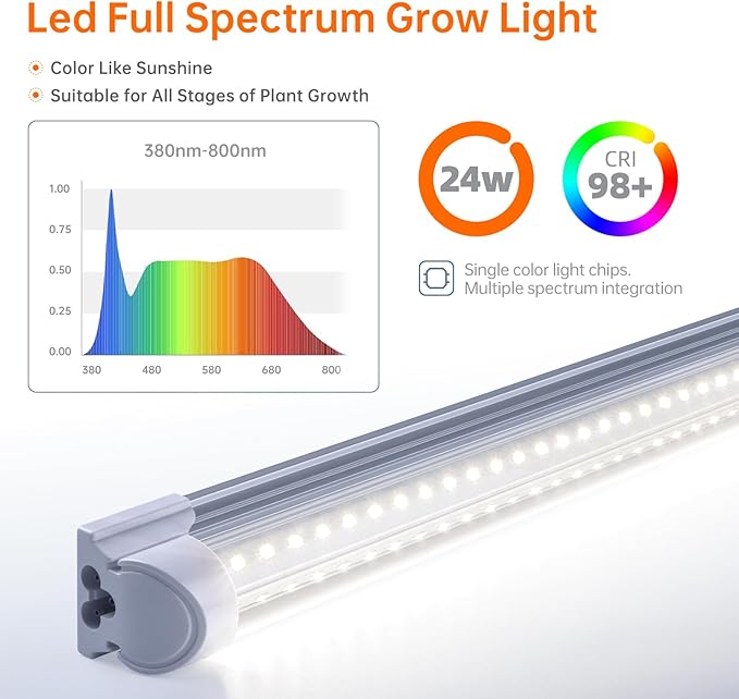 Bstrip Plant Shelf with Grow Lights, 5-Tier Plant Stand with T8 24W Grow Light for Indoor Plants with Wheel, 5000K Full Spectrum LED Plant Light with Timer for Seedling, Seed Starting, 29.5x13.8x59IN