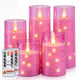 Homemory Flickering Flameless Candles, Pink LED Pillar Candles with Remote