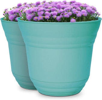 Headwind Traverse Planters – 7" 2 Pack Plastic Plant Pot in Surf Light Blue - Indoor & Outdoor Pots for Plants with Drainage - Decorative Plant Pot, Flower Pots Outdoor for Garden by Robert Allen