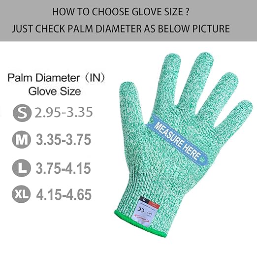 Cut Resistant Gloves, 2 Pairs of Food Grade Cut Resistant Gloves, Cutting Gloves for Kitchen, Oyster Shucking, Fish Fillet Processing, Carving Wood and Gardening(Medium-Green)