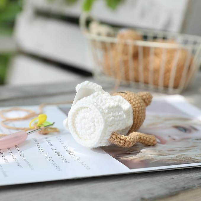 YOOJEE Positive Crochet Animals Cat – “You are Pawsome” Valentines Day Crochet Gift for Her Teens Women Adults Mom, Emotional Support Animal, Teacher Appreciation, Birthday Gift, Desk & Home Decor