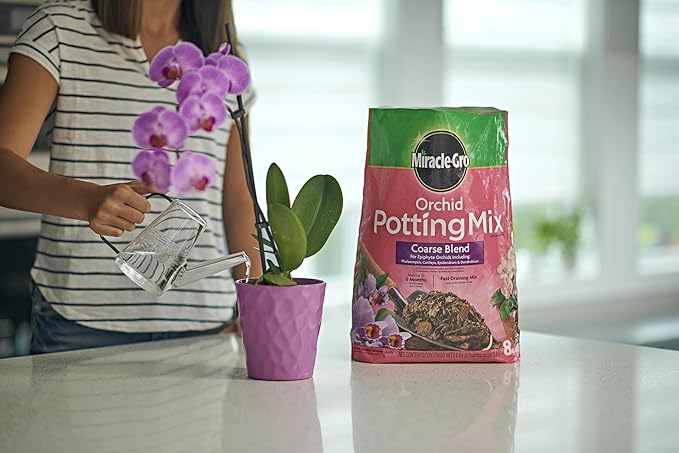 Miracle-Gro Orchid Potting Mix Coarse Blend, For Indoor or Outdoor Container Plants, Feeds for up to 6 Months, 8 qt., 3-Pack