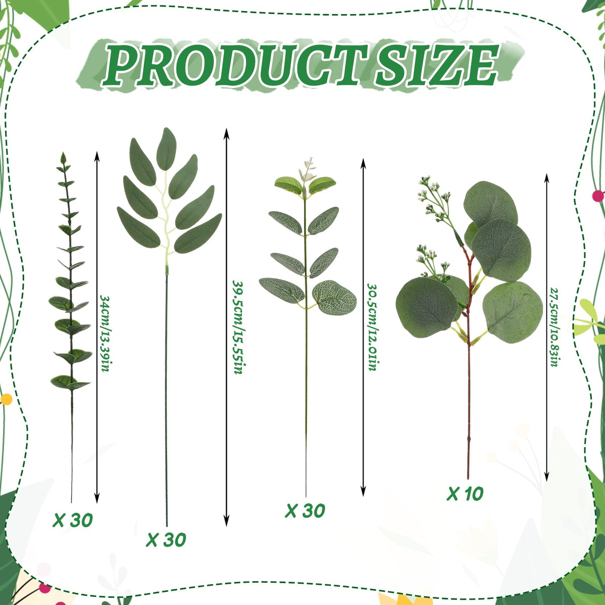 Ovveroche Artificial Eucalyptus Stems Bulk - 4 Kinds Mixed Realistic Greenery with Bendable Stems, Waterproof Silver Dollar Silk Eucalyptus for Wedding Bouquet, Floral Arrangement, Vase Home Decor