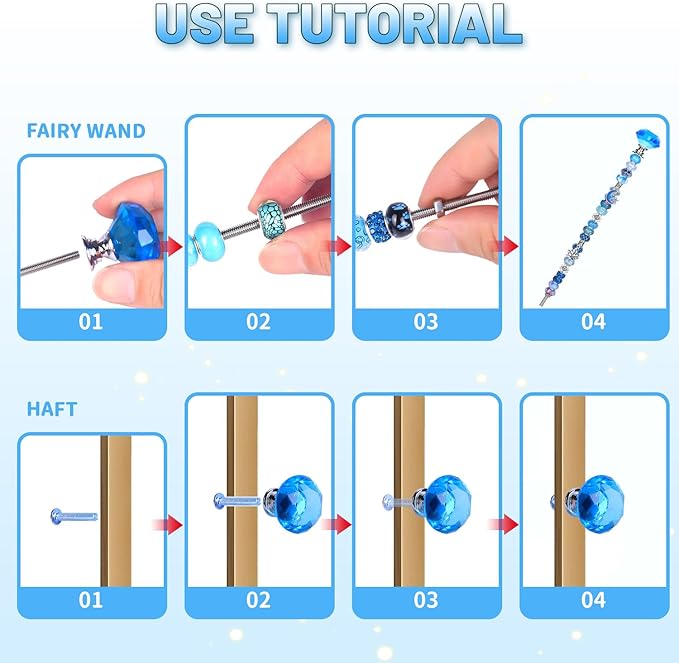 158 Pcs DIY Fairy Wand Garden Stakes Kit,Multiple Color Scheme European Beads Crystal Diamond Tops and 12 or 10 Inch Threaded Rods,Stainless Steel Stakes with Diamond Toppe(Purple)