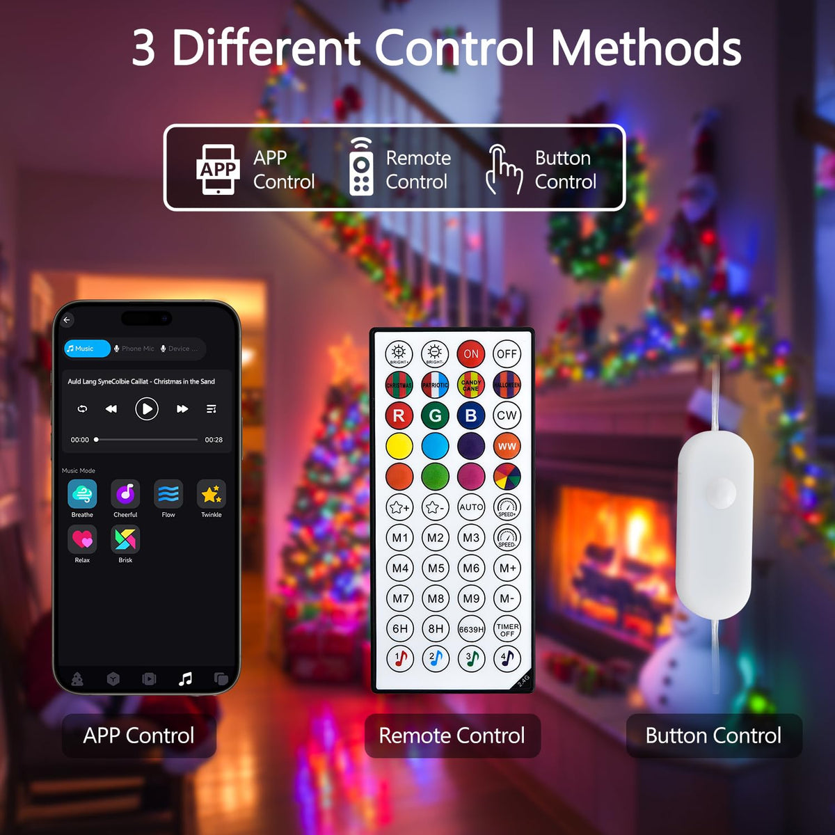JMEXSUSS Connectable 33ft 100 LED Color Changing String Lights for Bedroom