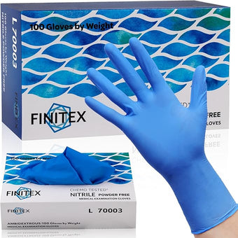 FINITEX Nitrile Disposable Medical Exam Gloves 4 mil Powder-free Latex-Free 100 PCS Examination Home Cleaning Food Gloves