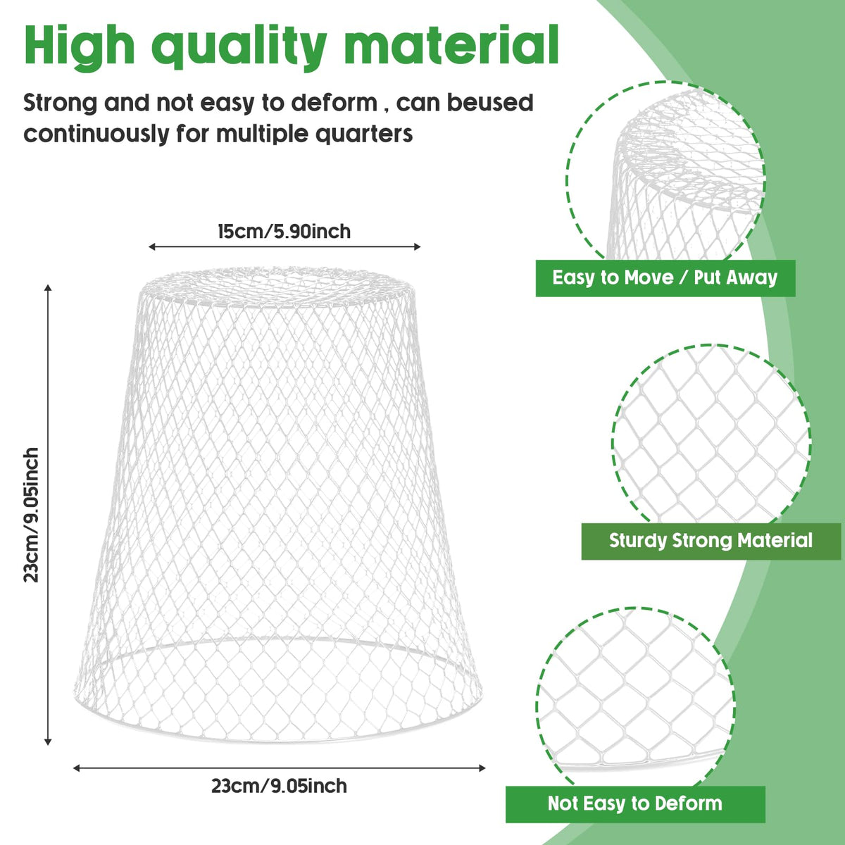 Geosar 30 Pcs 9 Inch Chicken Wire Cloche Plant Protector Cover Metal Garden Cloche Netting Protection Cages Vegetables Flowers with Garden Stakes Avoiding Chicken Rabbit Squirrels Birds (White)