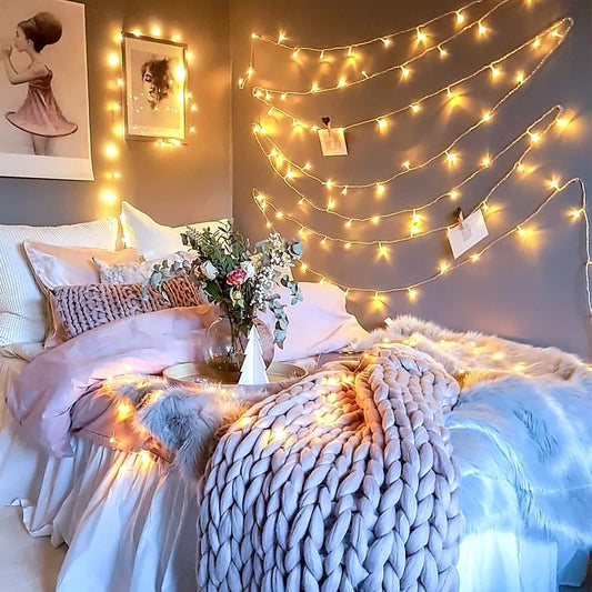 JMEXSUSS 33ft 100 LED Warm White Christmas String Lights for Room Decor