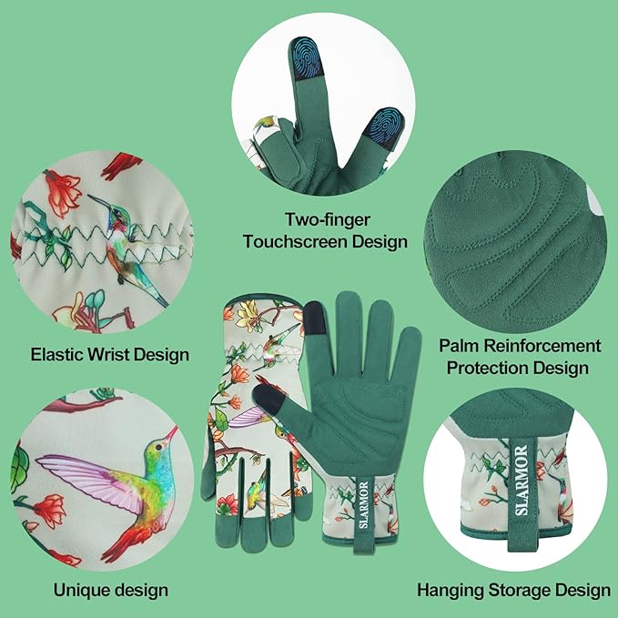 Leather-Gardening-Gloves for Women,Thorn-Proof Work-Gloves for Weeding,Digging,Planting,Pruning Yard garden Gloves