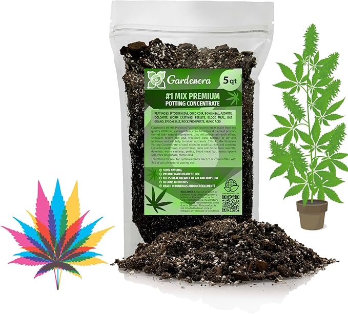 Gardenera Premium Happy Plant Potting Soil Mix - Optimal Nutrient-Rich Blend for Thriving and HIGH-Yield Herbal Plants - 5 Quart
