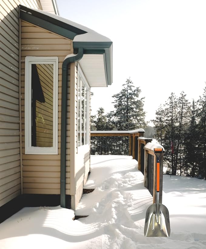 Ashman Aluminium 48 inch Snow Shovel with Large Head and Durable Handle. (Scoop Shovel, 1 Pack).