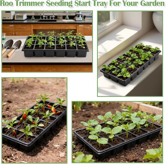 10 Pack 18 Cell Seed Starter Trays - 2.9 "Deep 3 Inch Big Cell Plastic Nursery Trays, 20" x 10", for 1020 Flat Trays Seed Germination, Planting Seedlings & Propagation