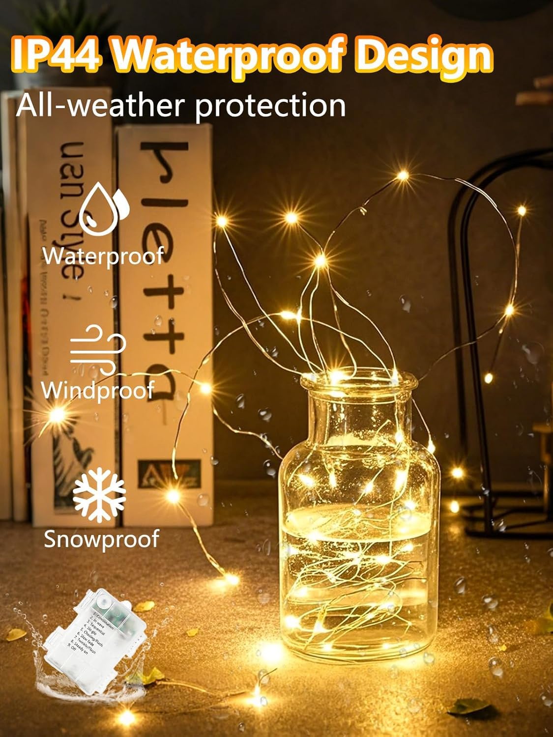 Fairy Lights Battery Operated 33FT 100 LED Twinkle String Lights Warm White