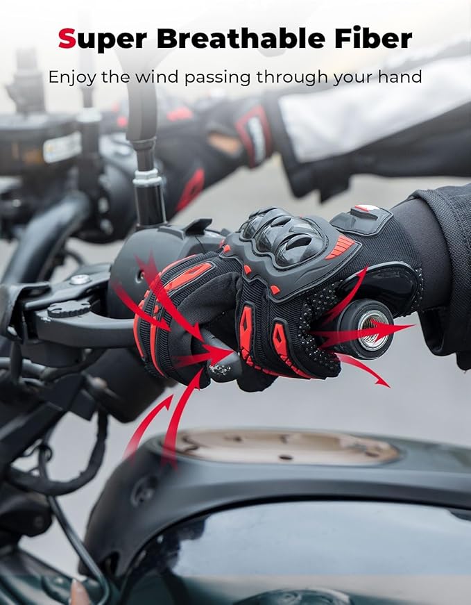 KEMIMOTO Motorcycle Gloves for Men/Women, Touchscreen Dirt Bike Gloves with Shell, Anti-Slip for Motorbike, Riding, Racing, Cycling, Dirt Bike, ATV, UTV, Motocross, BMX, Hiking