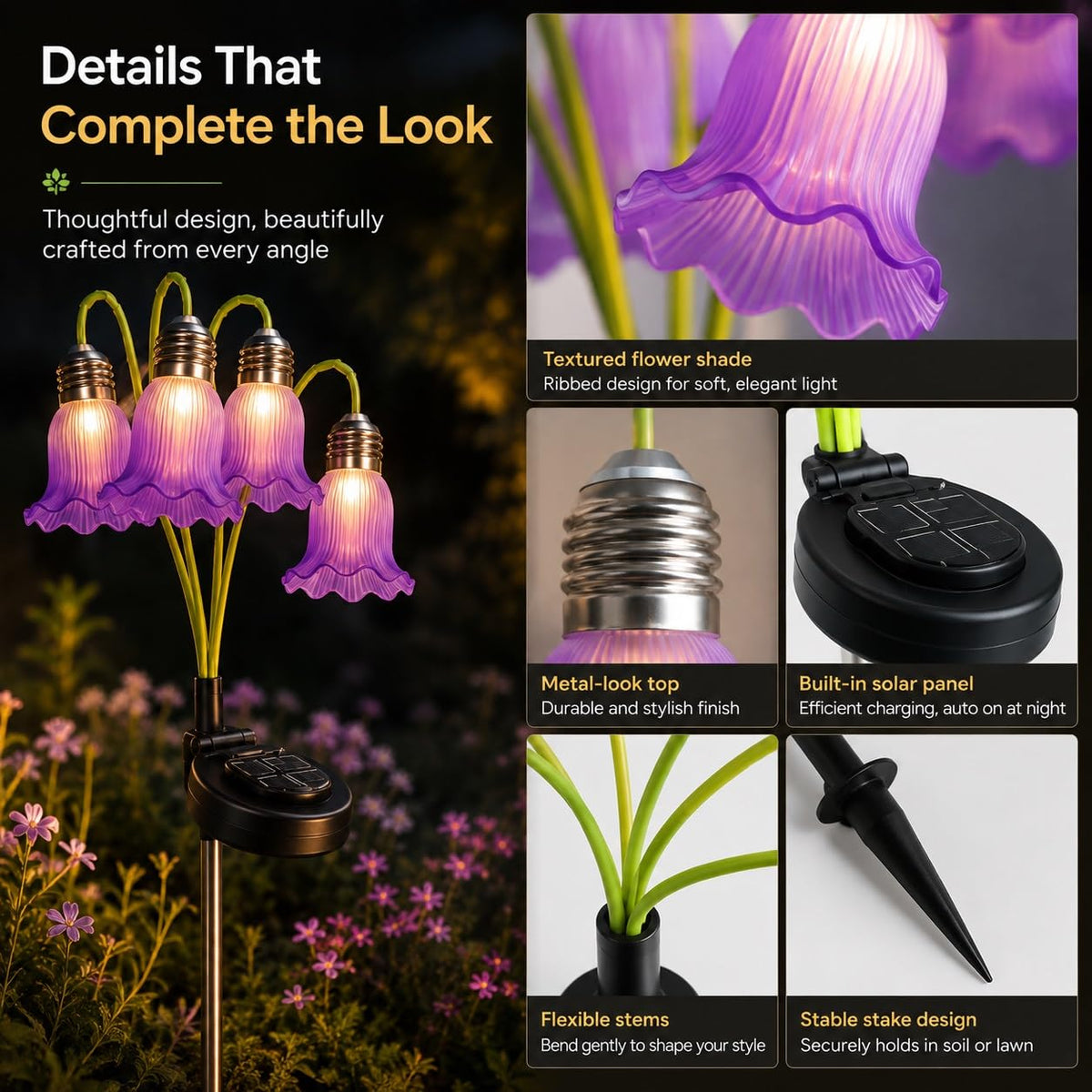 Solar Flower Lights Outdoor Garden Decorations Waterproof Stake Decor