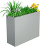 POOAMY Metal Planter, 30L x 10W x 24H, Heavy Duty Tall Planters for Outdoor Plants, Planters with Removable Insert Shelf, Large Planters with Drainage Holes for Porch, Patio and Yard, Grey