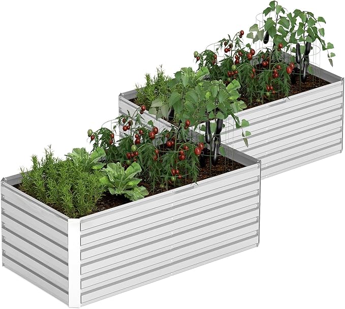 6x3x2 ft Raised Garden Bed, Large Metal Planter Raised Beds, Planters for Outdoor Plants for Vegetables, Flowers, Herbs, Fruits, and Succulents.(2 Pcs)