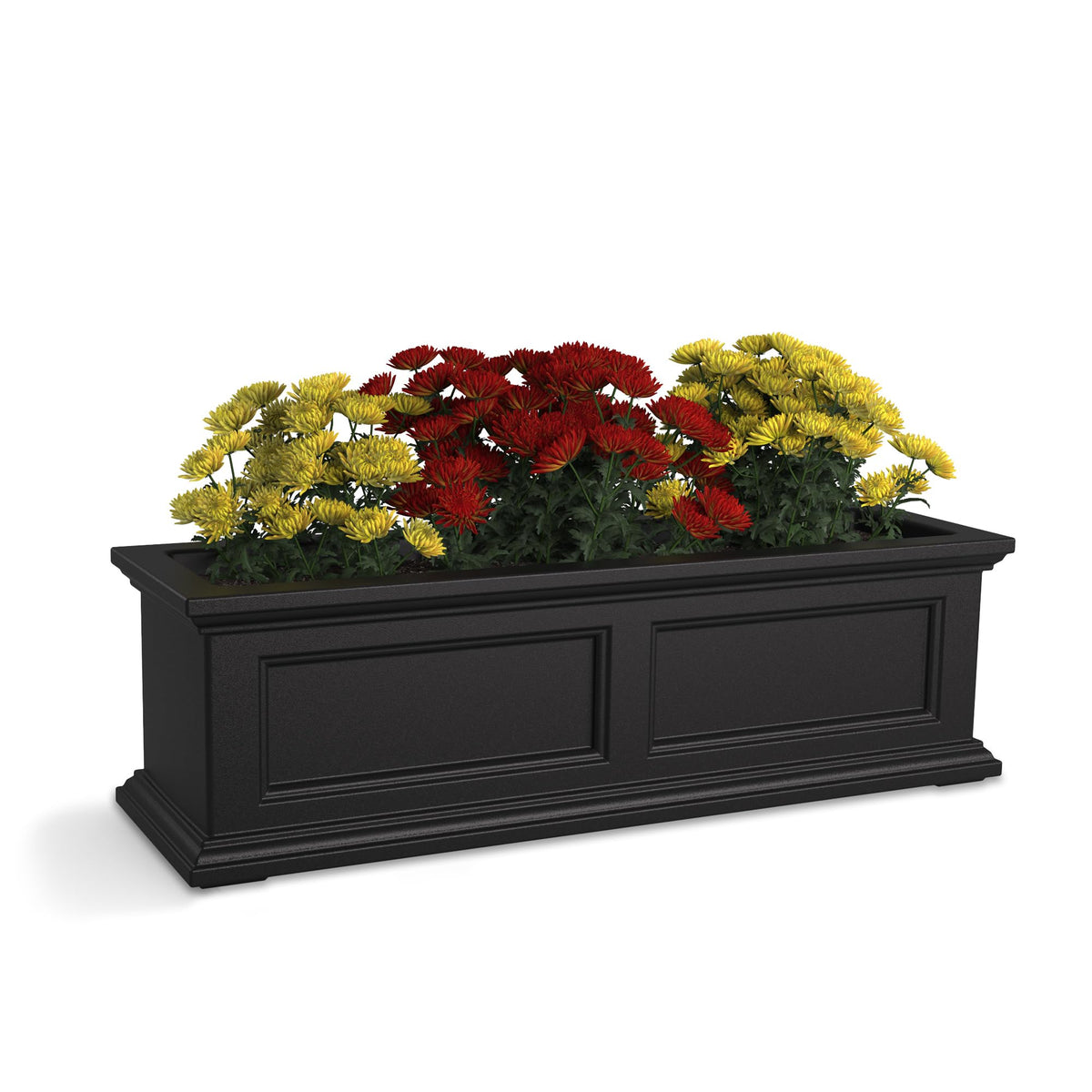 Mayne Fairfield 36in Self-Watering Rectangular Window Box Planter, Black