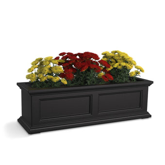 Mayne Fairfield 36in Self-Watering Rectangular Window Box Planter, Black
