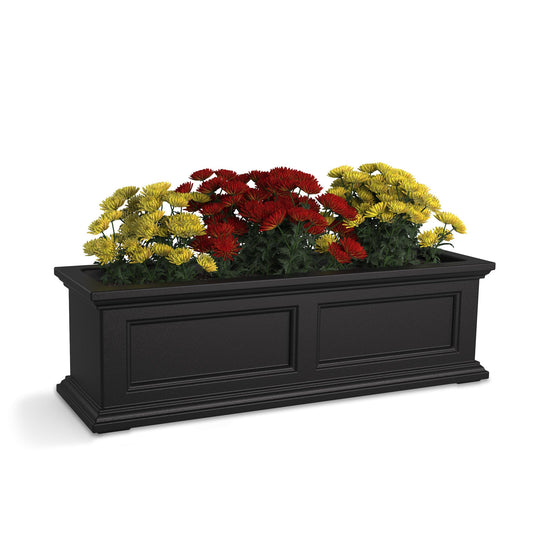 Mayne Fairfield 36in Self-Watering Rectangular Window Box Planter, Black