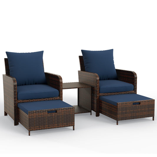 UDPATIO Balcony Furniture, Space-Saving Patio Chairs with Ottoman